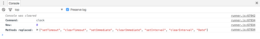console.log clock 命令