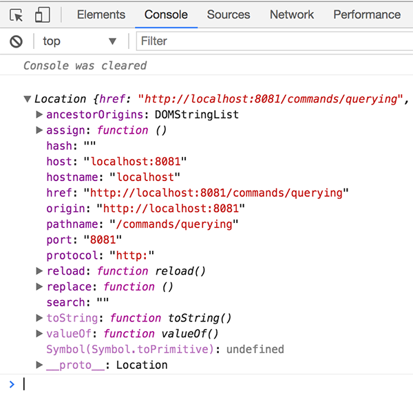 Console.log 中的 window.location
