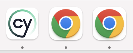 Cypress图标与2个Google Chrome图标