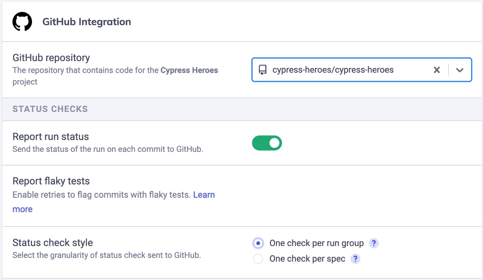Cypress 项目启用 GitHub 集成