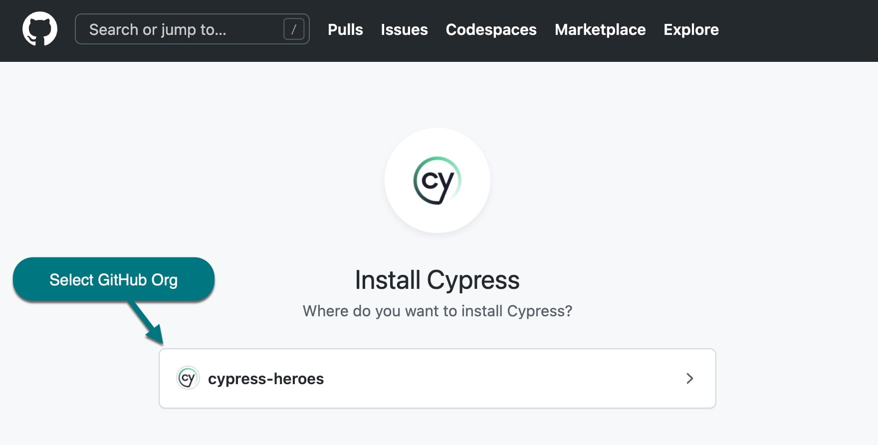 选择 GitHub 组织