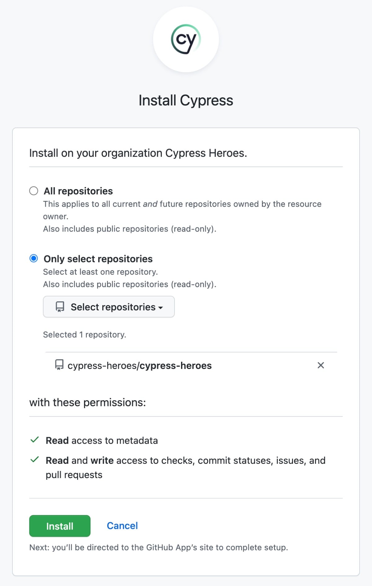 选择 GitHub 仓库