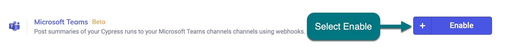 在 Microsoft Teams 集成下点击启用